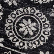 Kahraman Black & White Floral Washable Area Rug