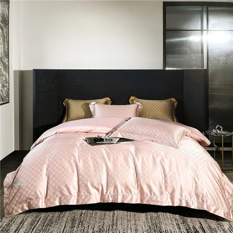 Luxe Blush Floret Satin Bedding Set - front