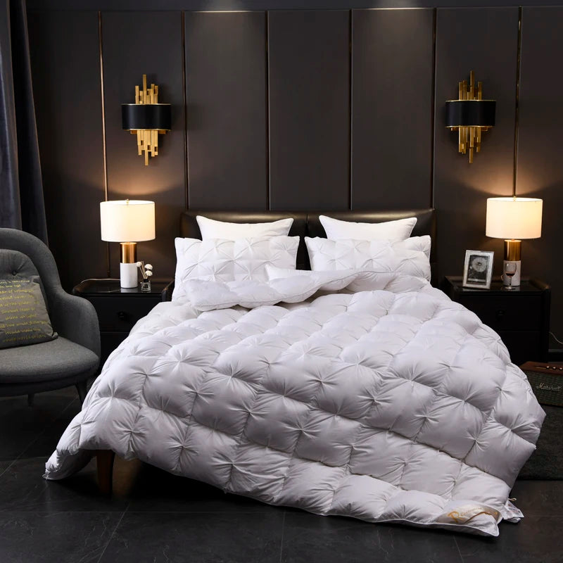 Luxury Winter Goose Down Duvet Insert on a Bed
