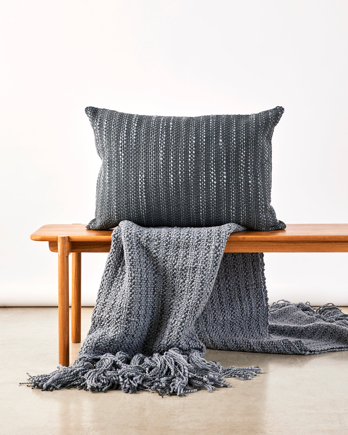 Mar Merino & Cotton Throw on Bench