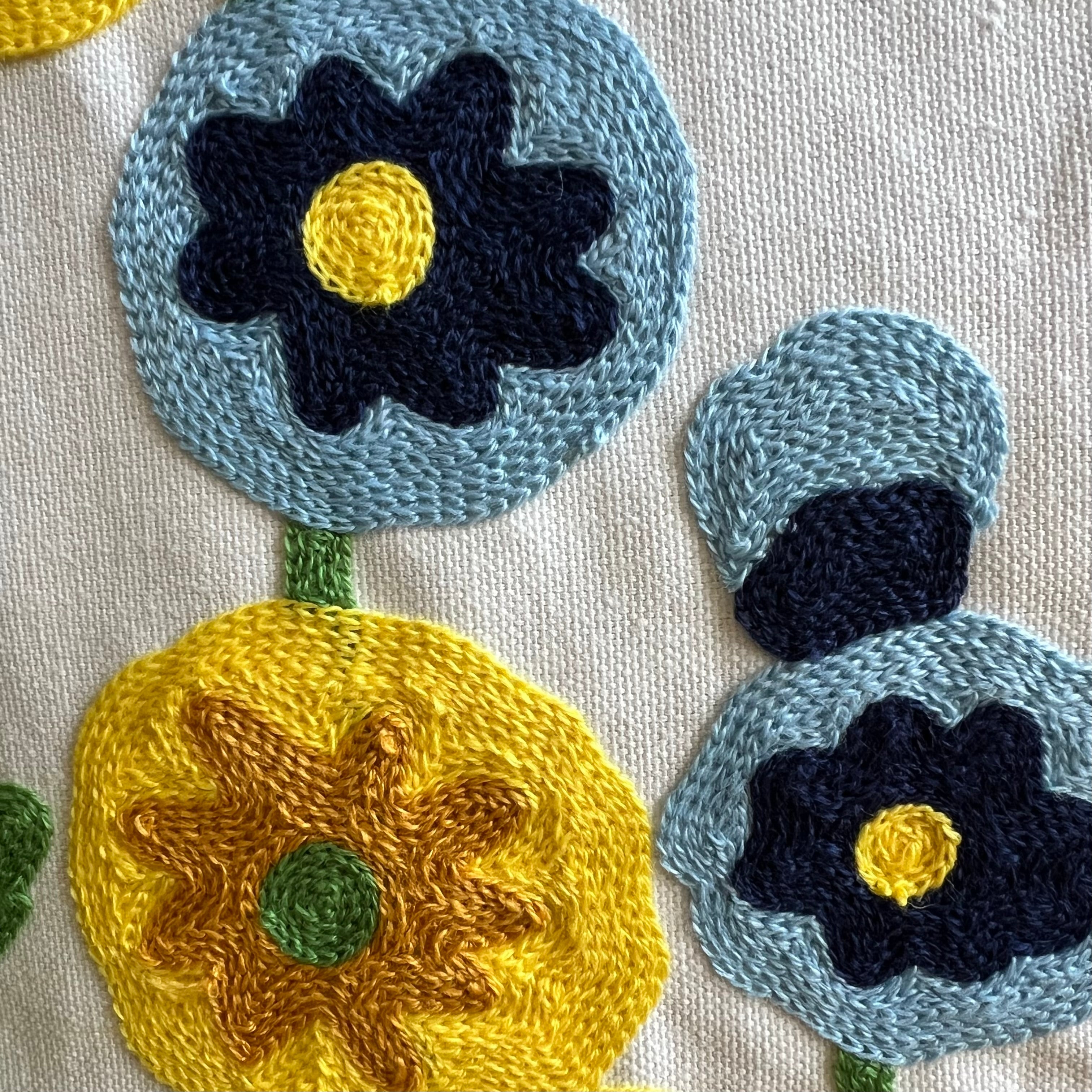 Meadow Flowers Embroidered Throw Pillow Cover