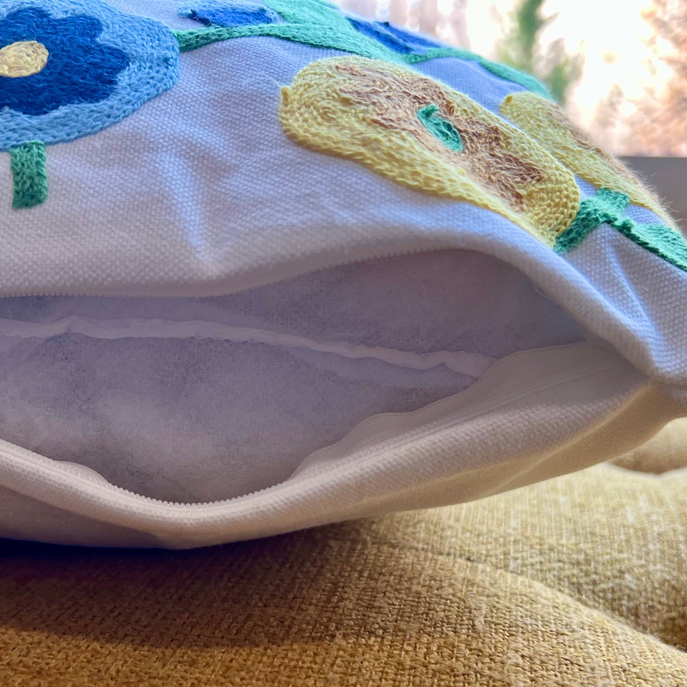 Meadow Flowers Embroidered Throw Pillow Cover