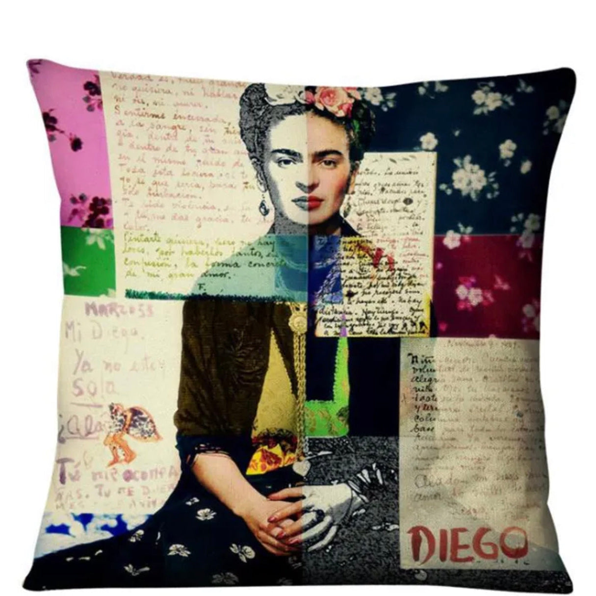 Mixed Media Frida Throw Pillow