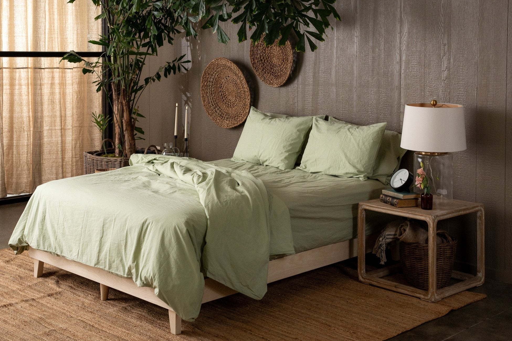 Crinkle Percale Organic Cotton Duvet Cover Set + Shams