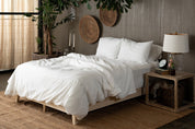 Crinkle Percale Organic Cotton Duvet Cover Set + Shams