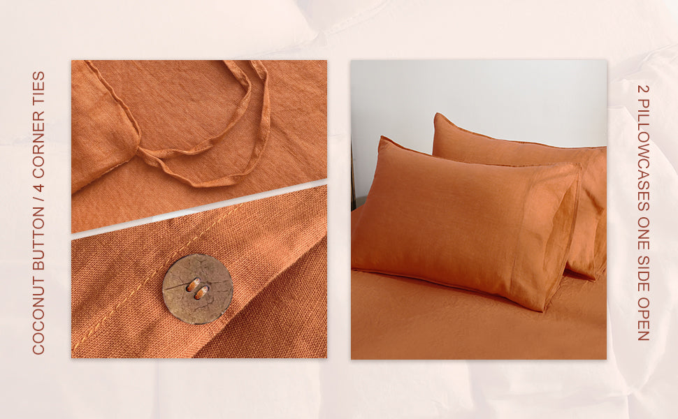 100% Linen Bedding Set (1 Duvet Cover 2 Pillowcases)