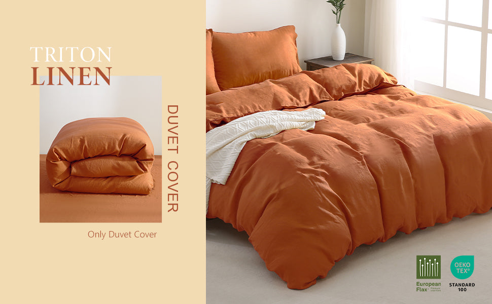 100% Linen Duvet Cover - Caramel Duvet Cover Only