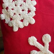 Red Snowflake Embroidered Pillow Cover