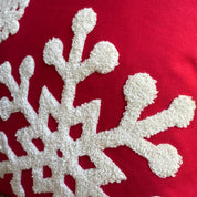 Red Snowflake Embroidered Pillow Cover