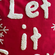 Red and White “Let it Snow” Embroidered Pillow Cover