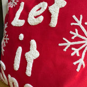 Red and White “Let it Snow” Embroidered Pillow Cover