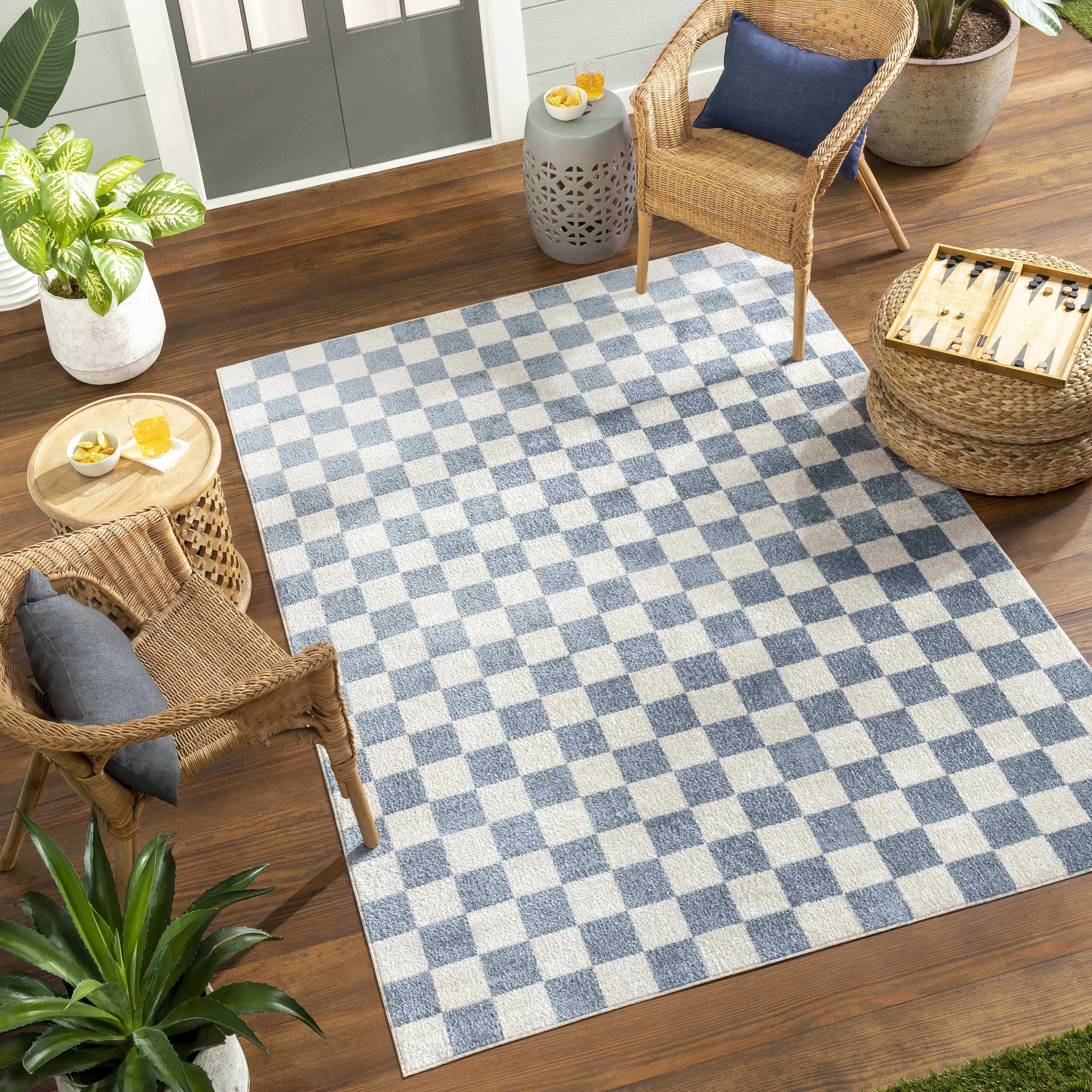 Brone Checkered Washable Area Rug