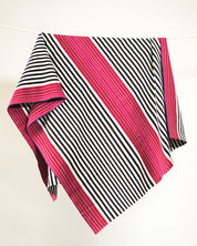 SALE SanCri Cotton Throw - Black Stripe w/ Red SALE
