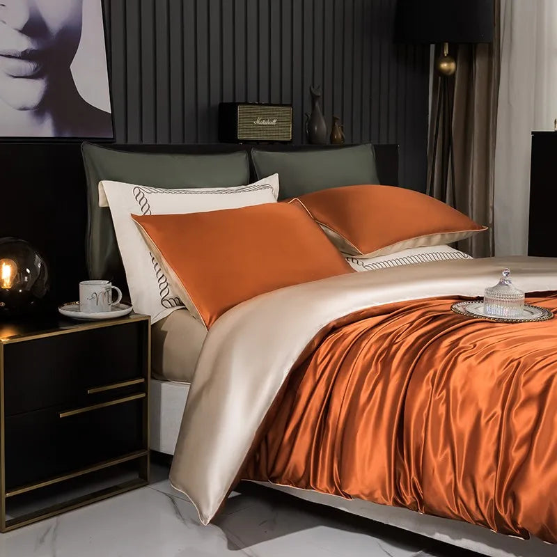 Sunset Glow Mulberry Silk Bedding Set - side view