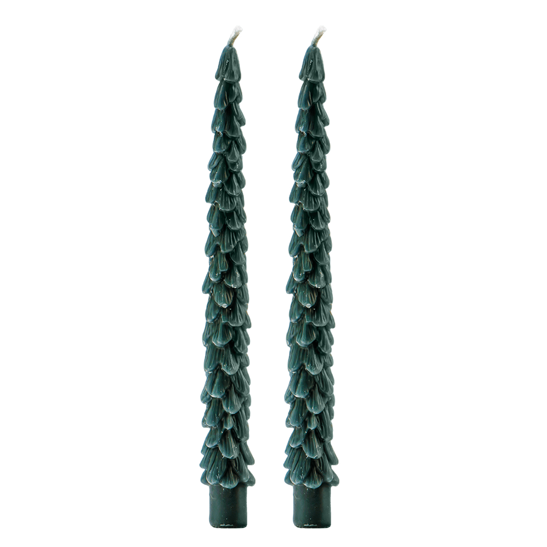Green Tree Taper Candles - Set of 2