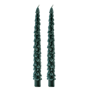 Green Tree Taper Candles - Set of 2