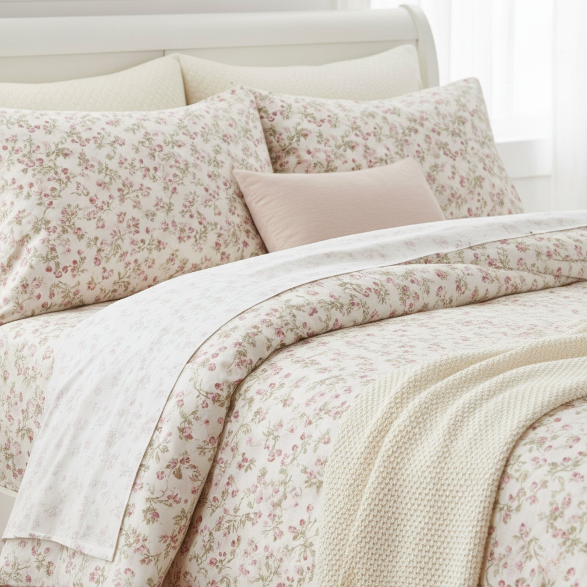 Delicate Rose Floral Cotton Sheet Set
