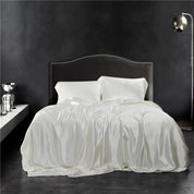 White Magnolia Mulberry Silk Duvet Set - front view