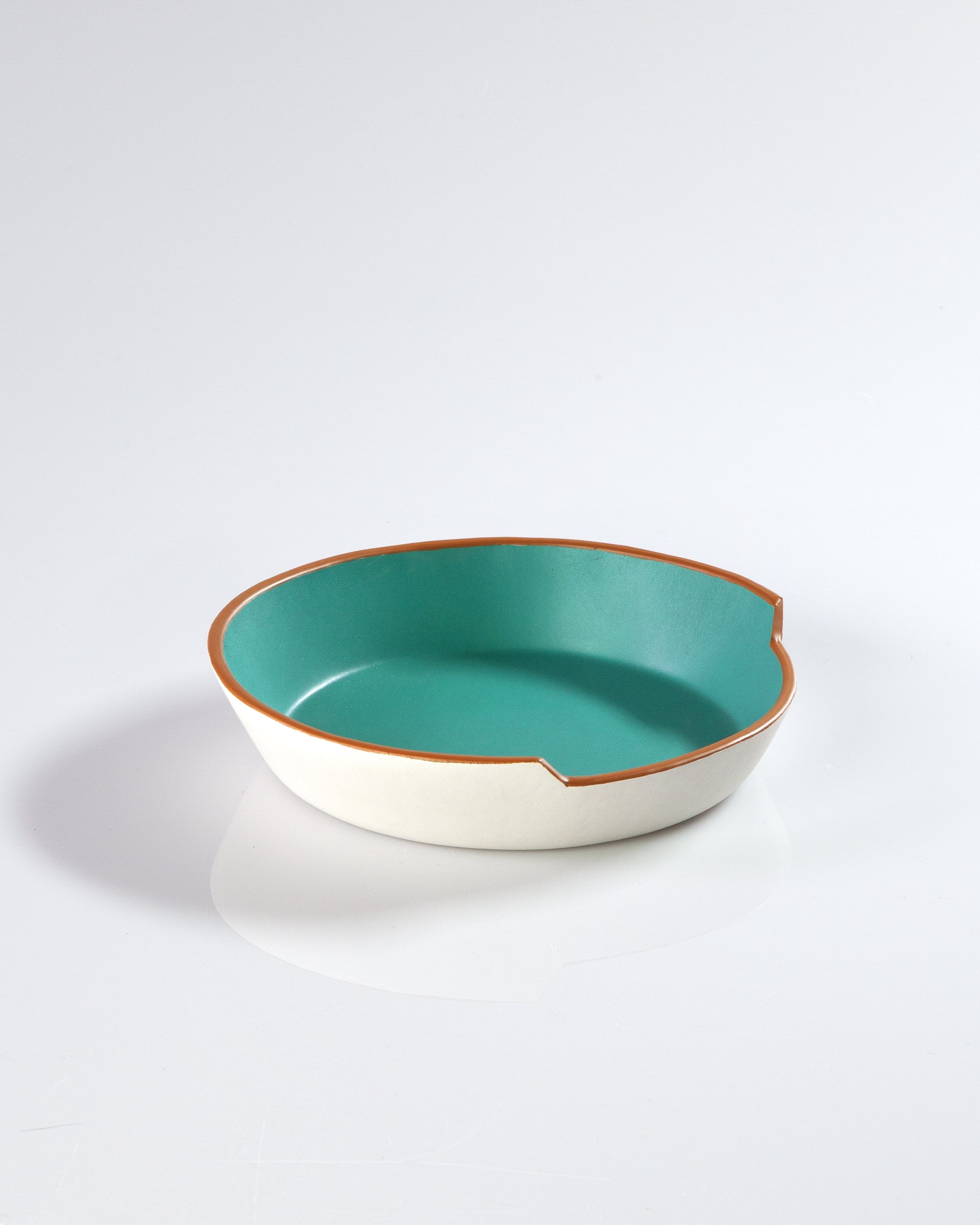 Aqua & White Leather Bowl