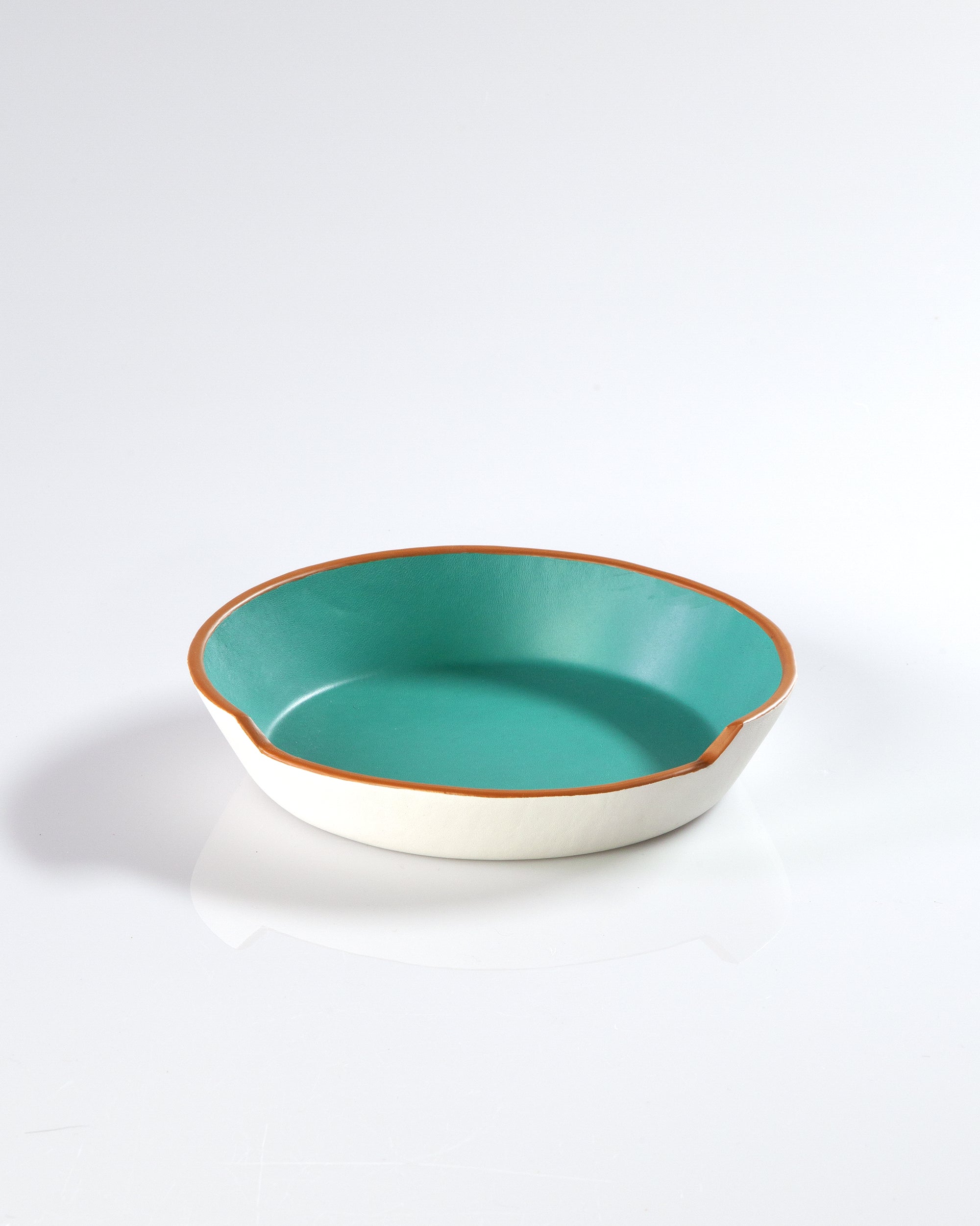 Aqua & White Leather Bowl