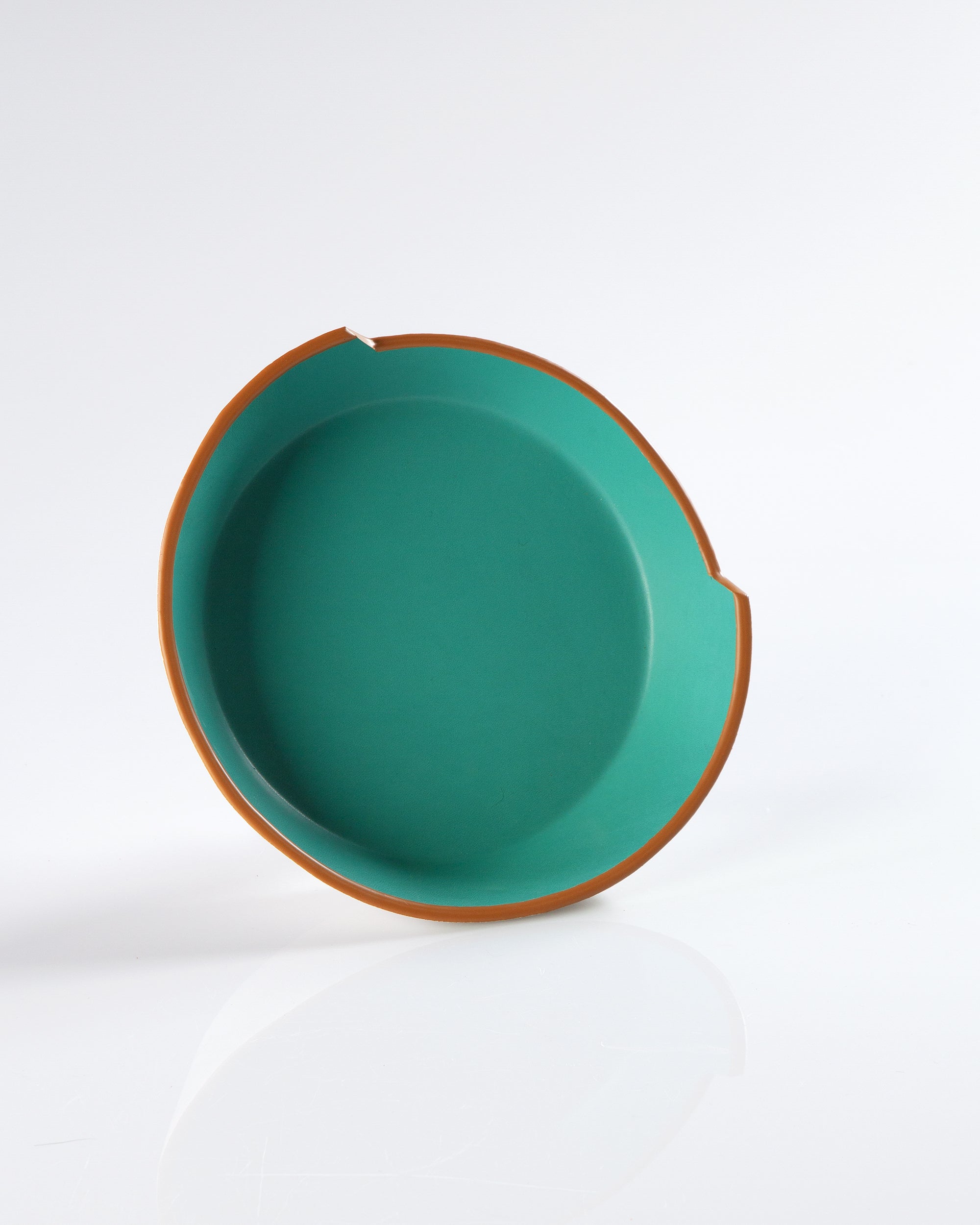 Aqua & White Leather Bowl - Top View