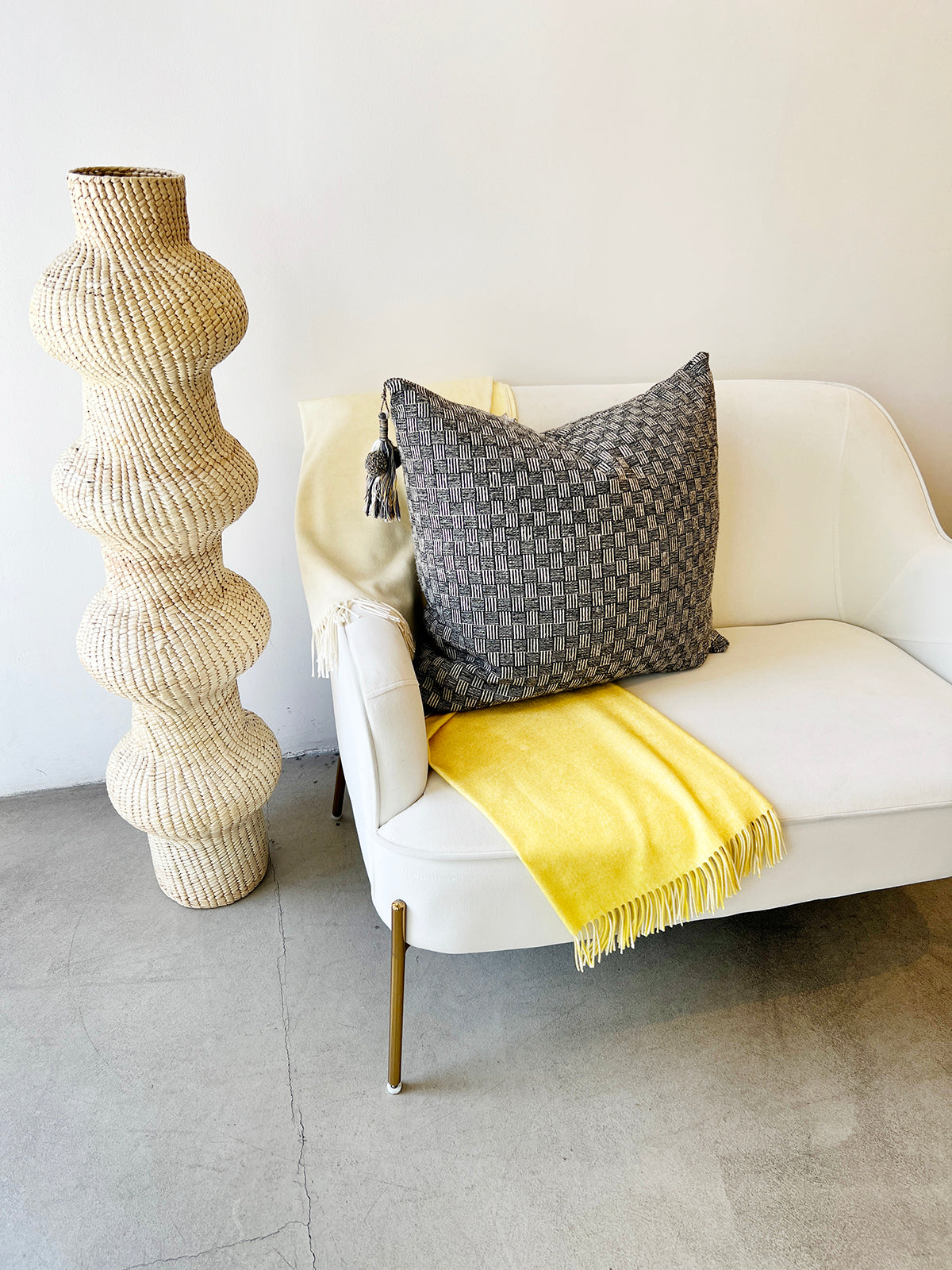 Yellow Ombre Merino Wool Throw on Chair