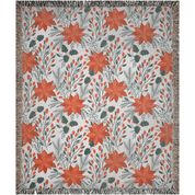 Christmas Woven Blankets For Holiday Season. Poinsettia Flowers Home Decor For Christmas Season Or Winter Decoration. Christmas Floral Gift