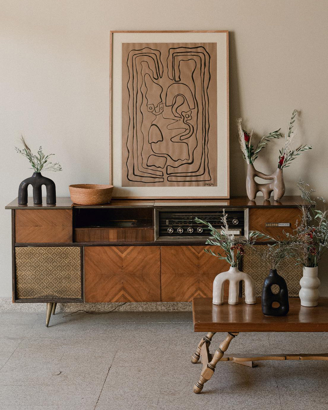 Anatomy Vase in a modern boho fusion living room
