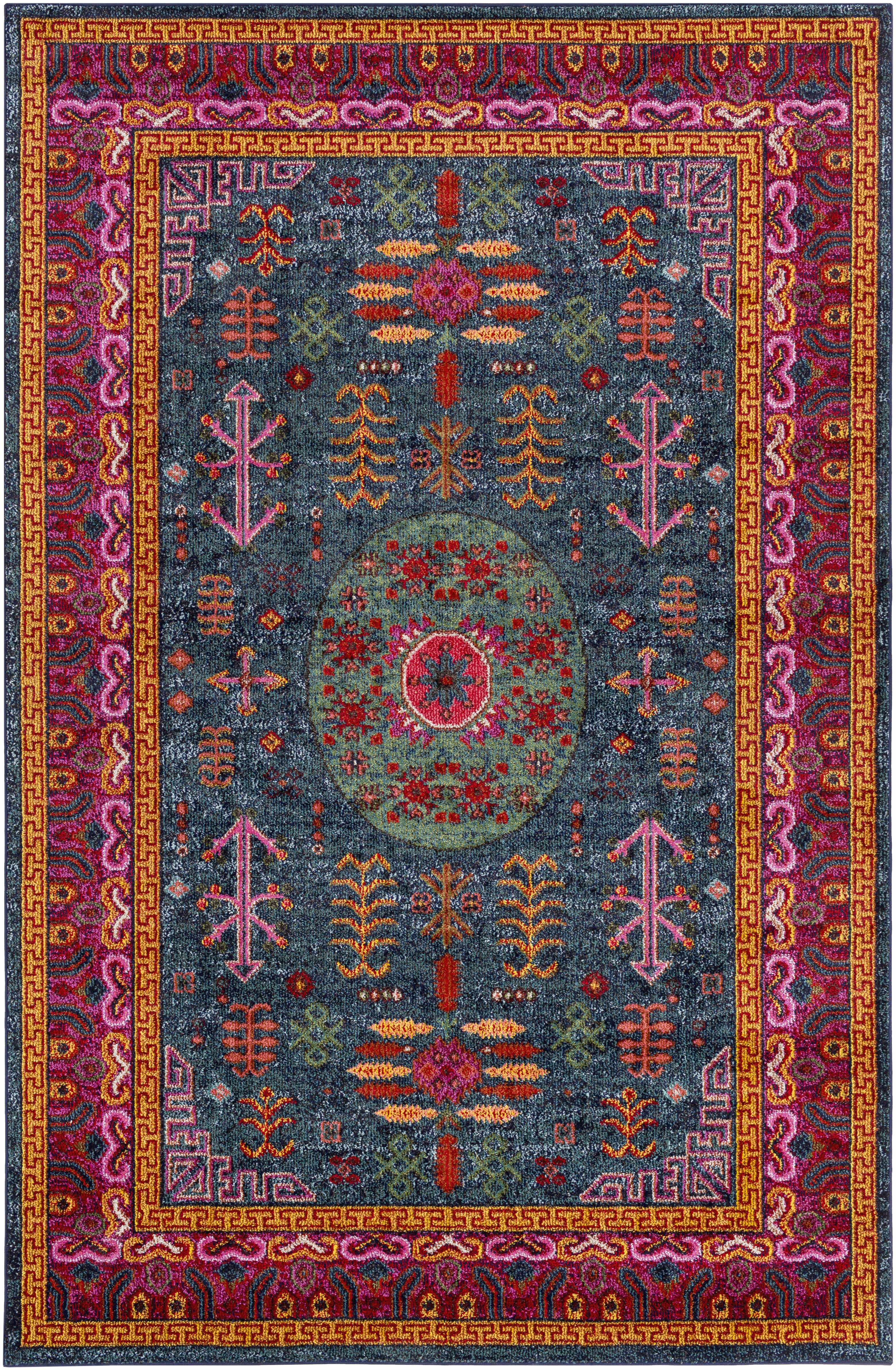 Cleveland Colorful Traditional Area Rug - Teal, Aqua, Navy