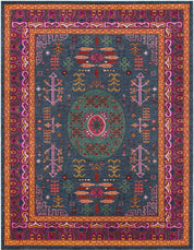 Cleveland Colorful Traditional Area Rug - Teal, Aqua, Navy