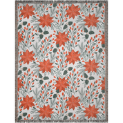 Christmas Woven Blankets For Holiday Season. Poinsettia Flowers Home Decor For Christmas Season Or Winter Decoration. Christmas Floral Gift