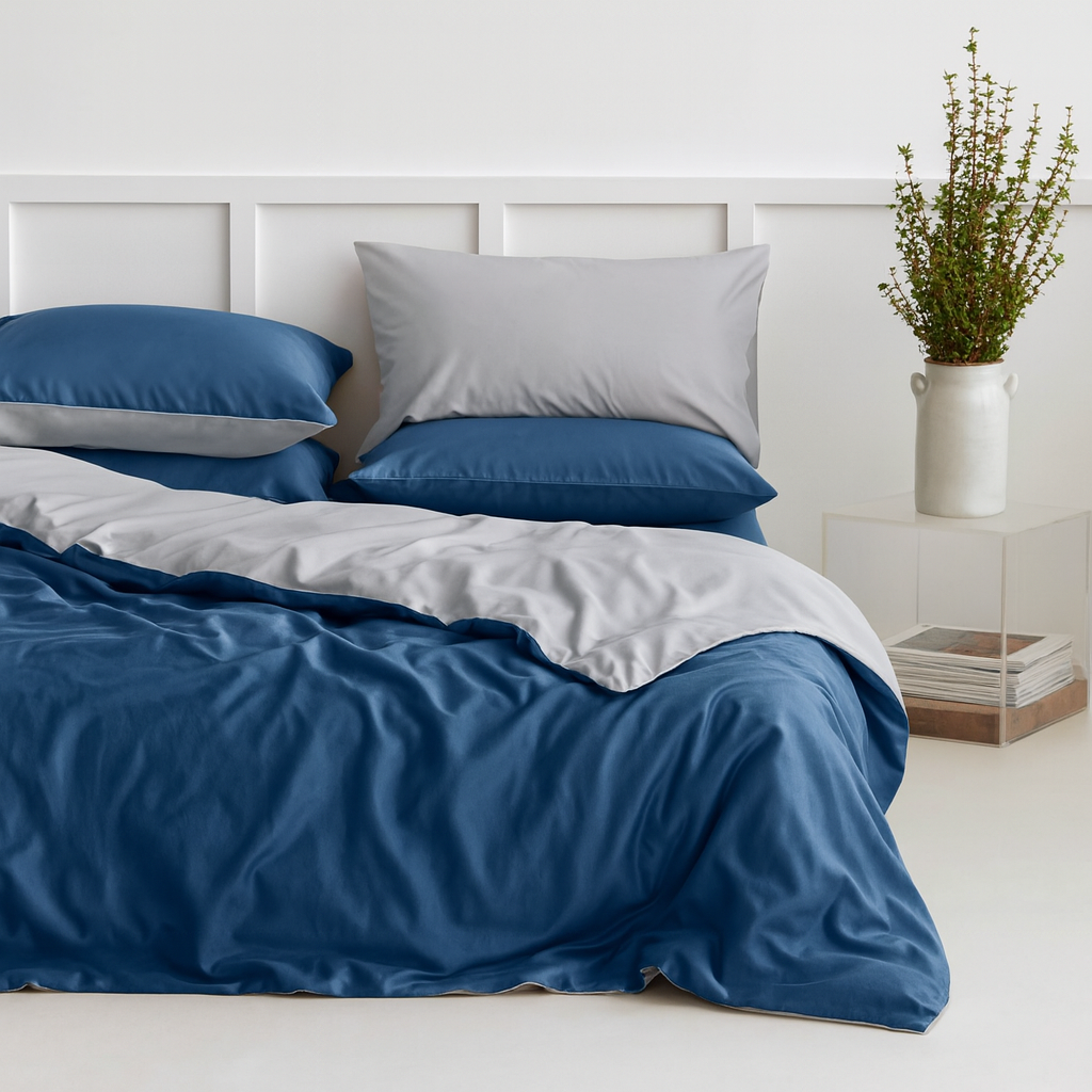 Two-Tone Bamboo Duvet Cover + 2 Shams Set