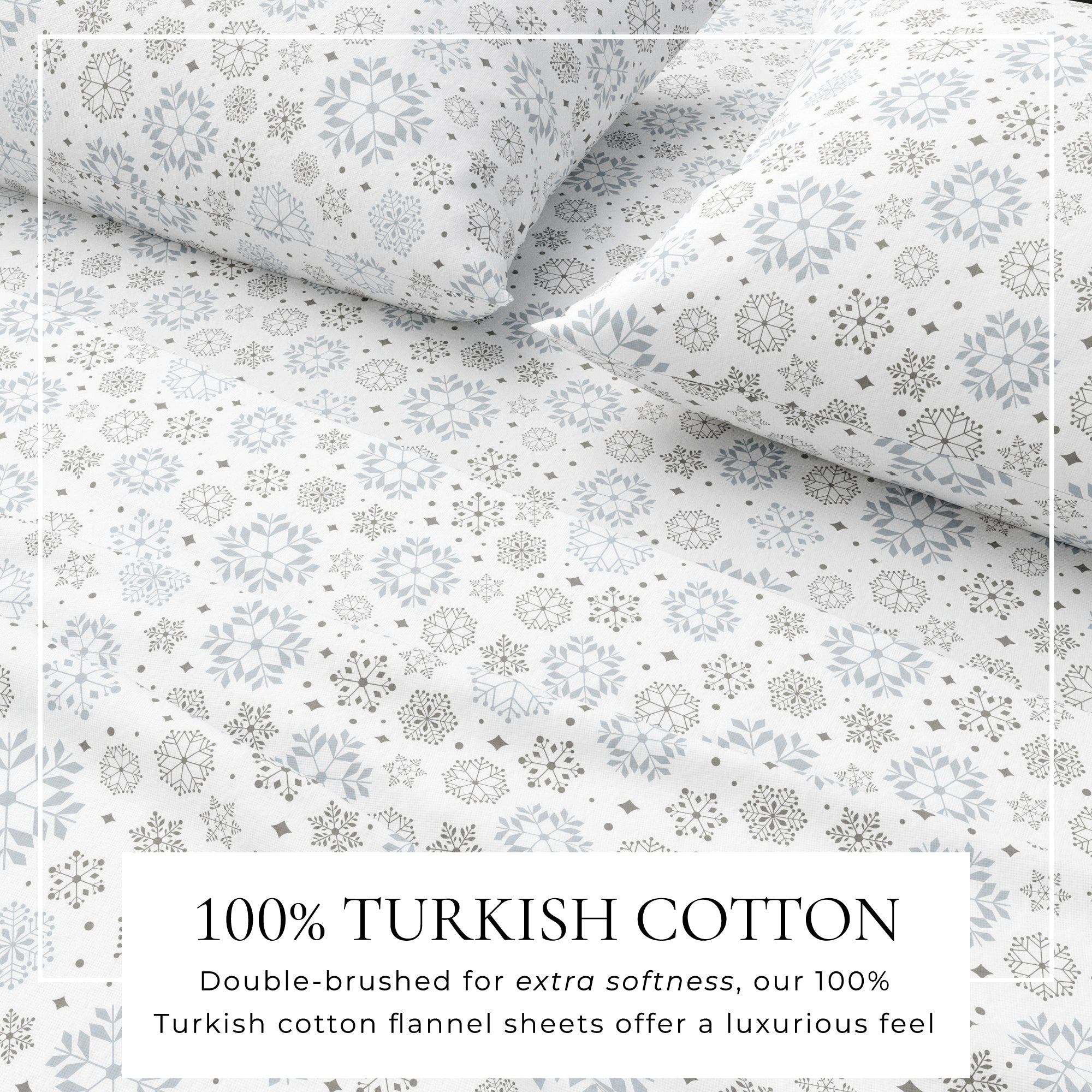 Floral patterned fabric with text about 100% Turkish cotton