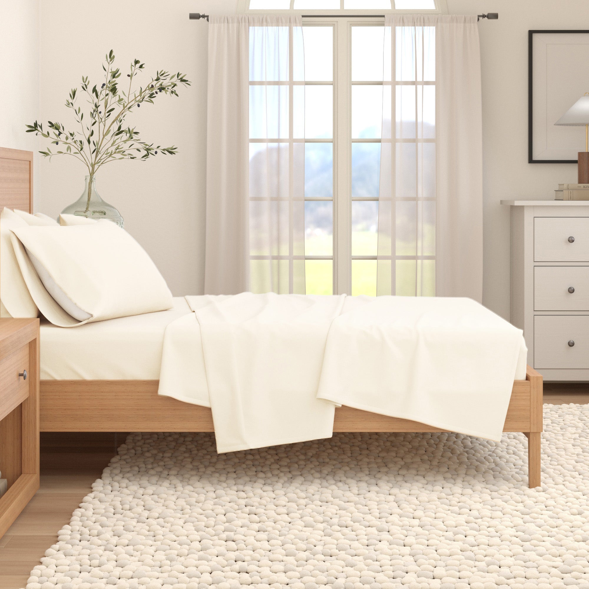 Cotton Solid Flannel Sheet - Nordic Collection