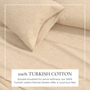 4 Piece Heathered Solid Cotton Blend Flannel Sheet Set - Anders Collection