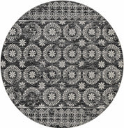 Kahraman Black & White Floral Washable Area Rug