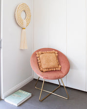 SALE White and Gold Cotton Wreath Wall Hanging