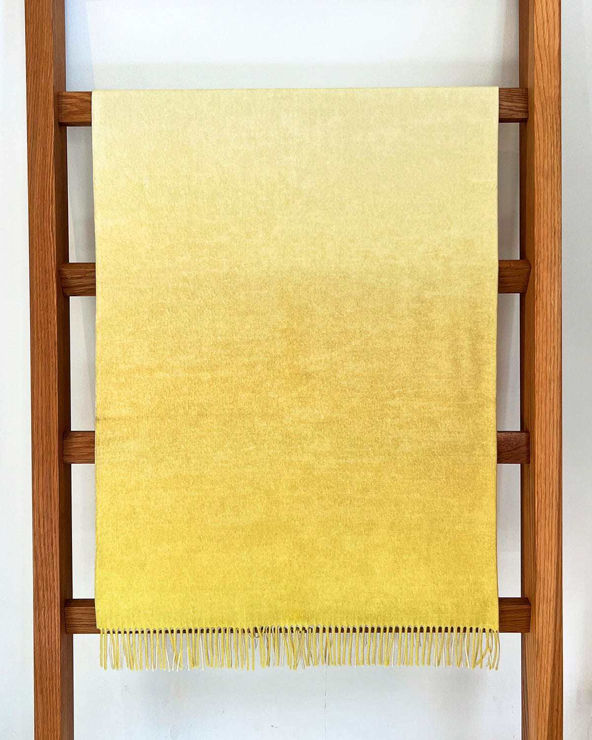 Yellow Ombre Merino Throw on Blanket Ladder