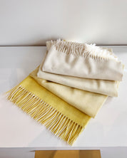 Folded Yellow Ombre Merino Wool Throw Blanket