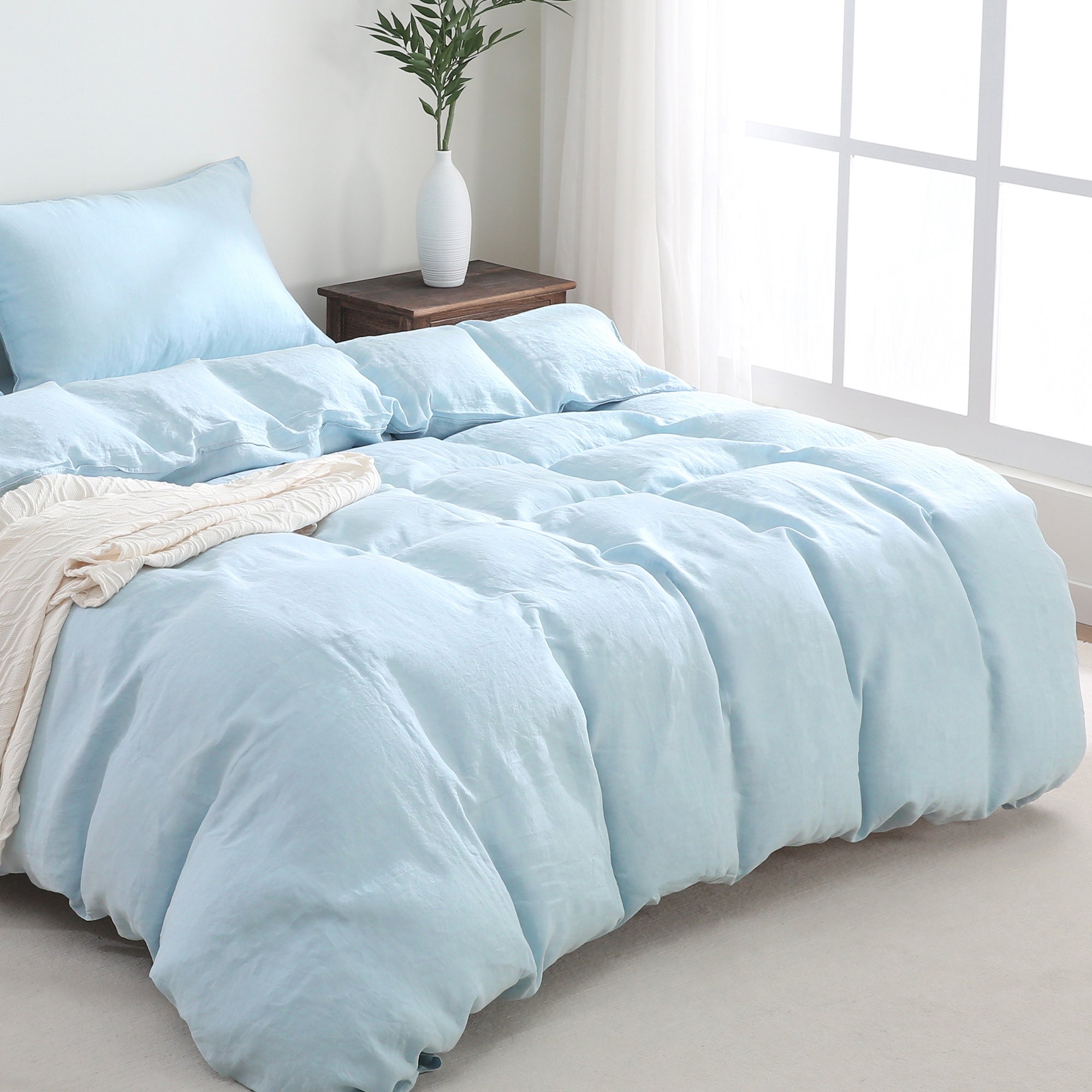 100% Linen Duvet Cover - Blue Duvet Cover Only