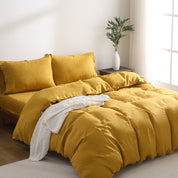 100% Linen Bedding Set (1 Duvet Cover 1 Fitted Sheet 2 Pillowcases)