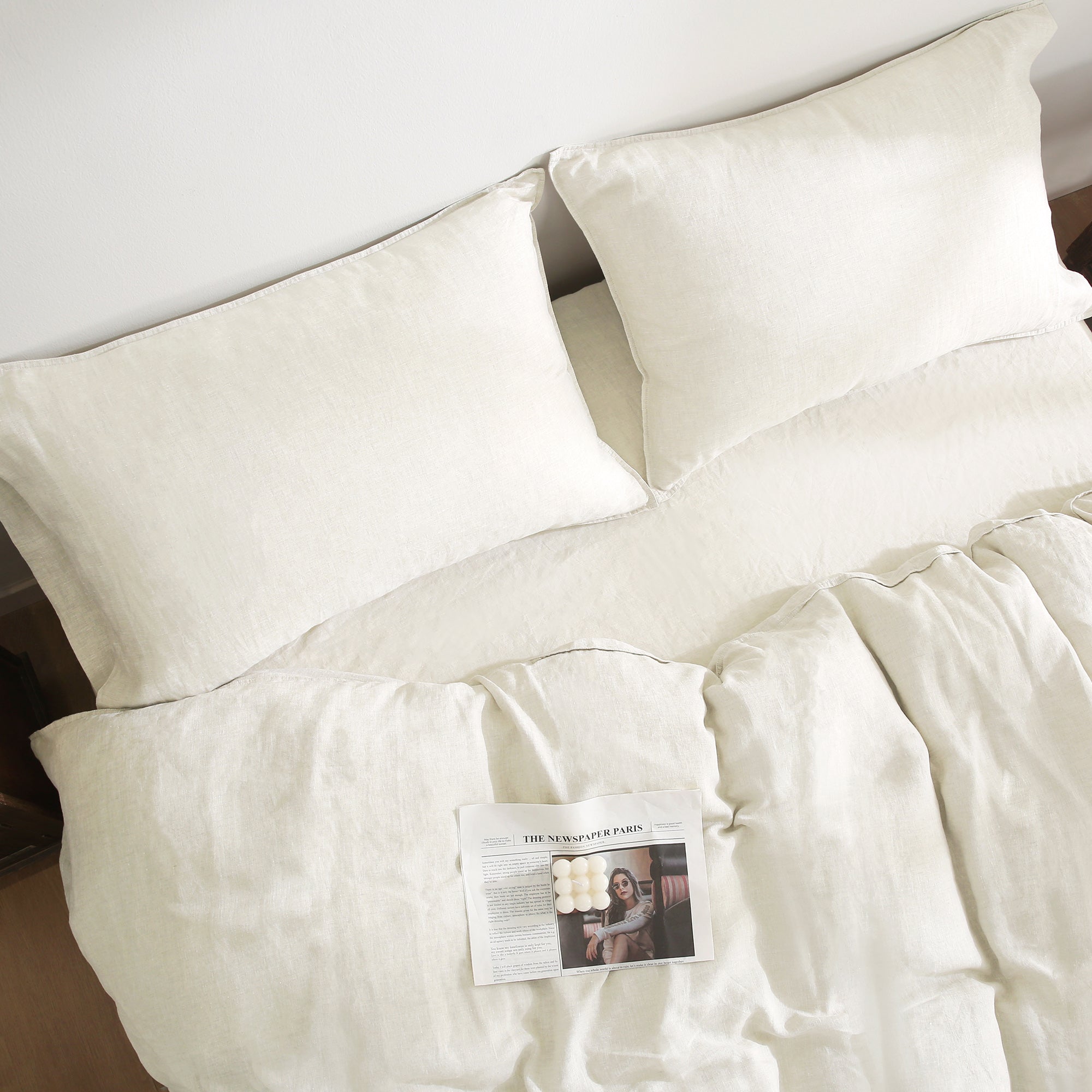 100% Linen Bedding Set (1 Duvet Cover 1 Flat Sheet 2 Pillowcases)