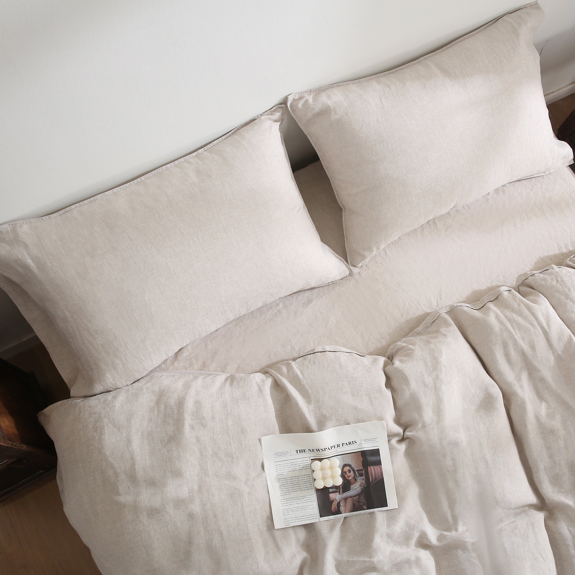 100% Linen Bedding Set (1 Duvet Cover 1 Flat Sheet 2 Pillowcases)