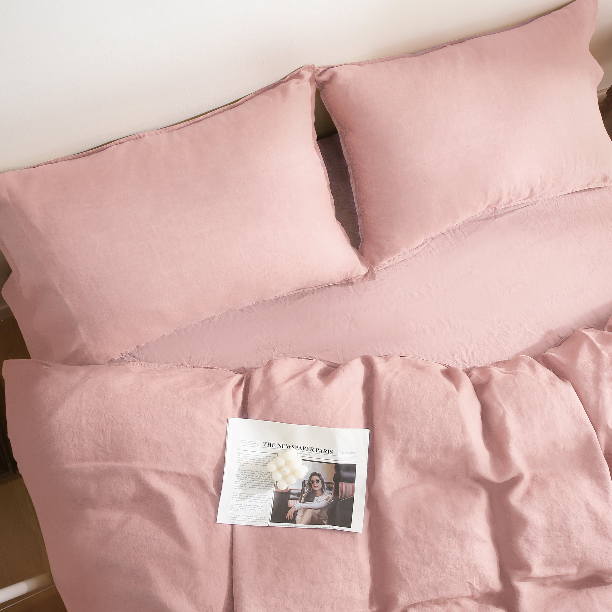 100% Linen Bedding Set (1 Duvet Cover 1 Flat Sheet 2 Pillowcases)