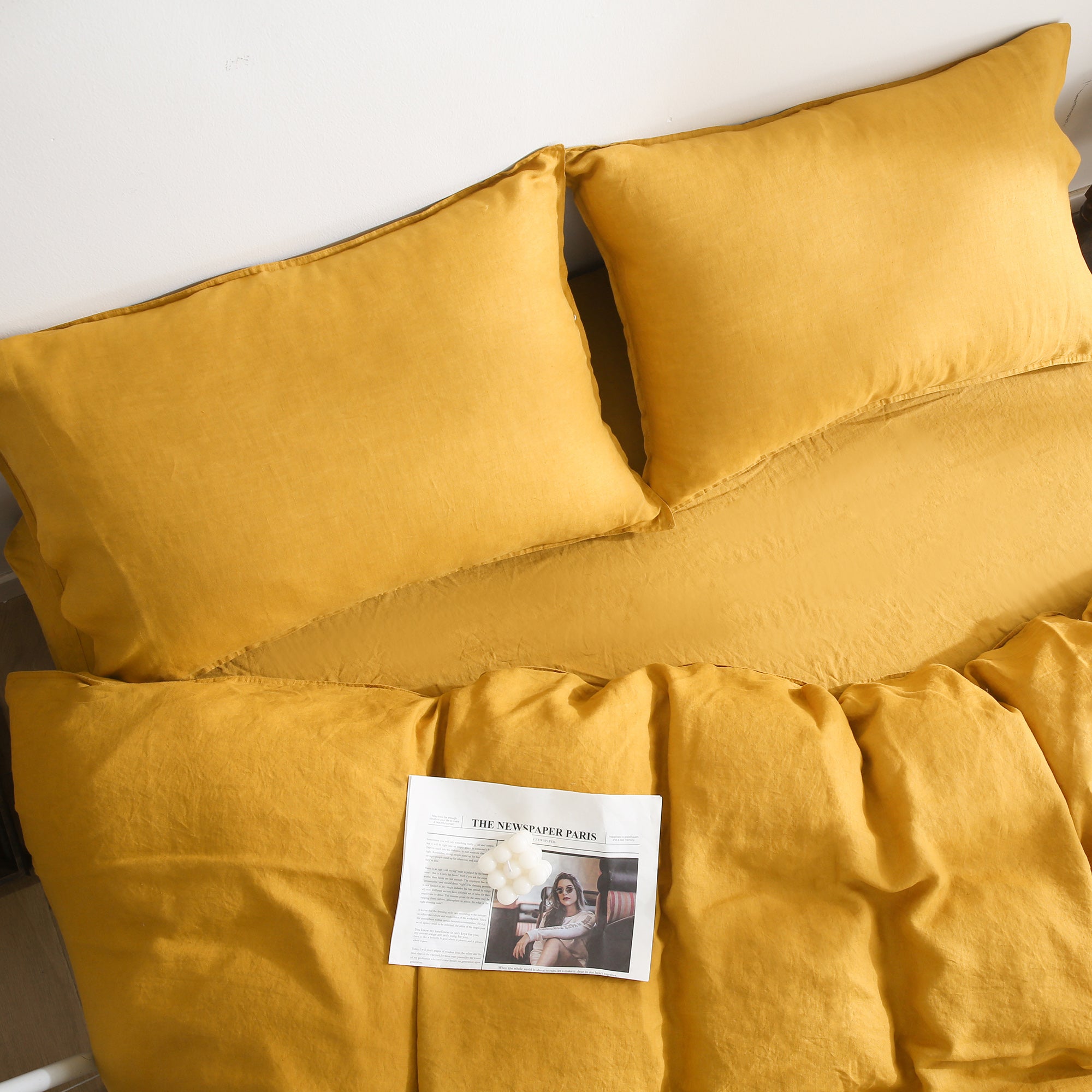 100% Linen Bedding Set (1 Duvet Cover 1 Flat Sheet 2 Pillowcases)