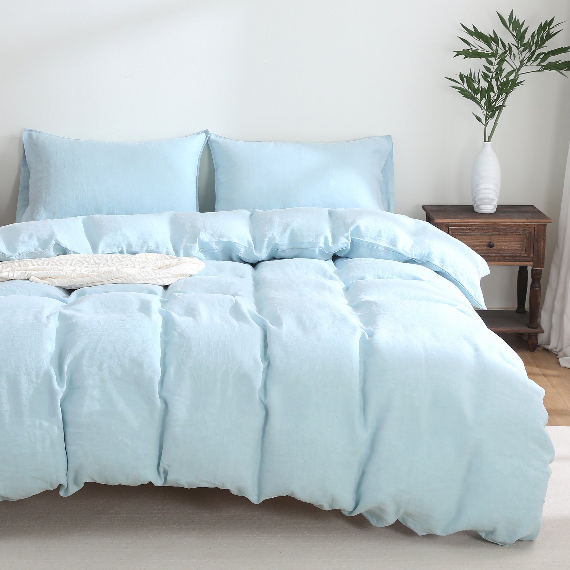 100% Linen Bedding Set (1 Duvet Cover 2 Pillowcases)