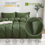 100% Linen Bedding Set (1 Duvet Cover 1 Flat Sheet 2 Pillowcases)