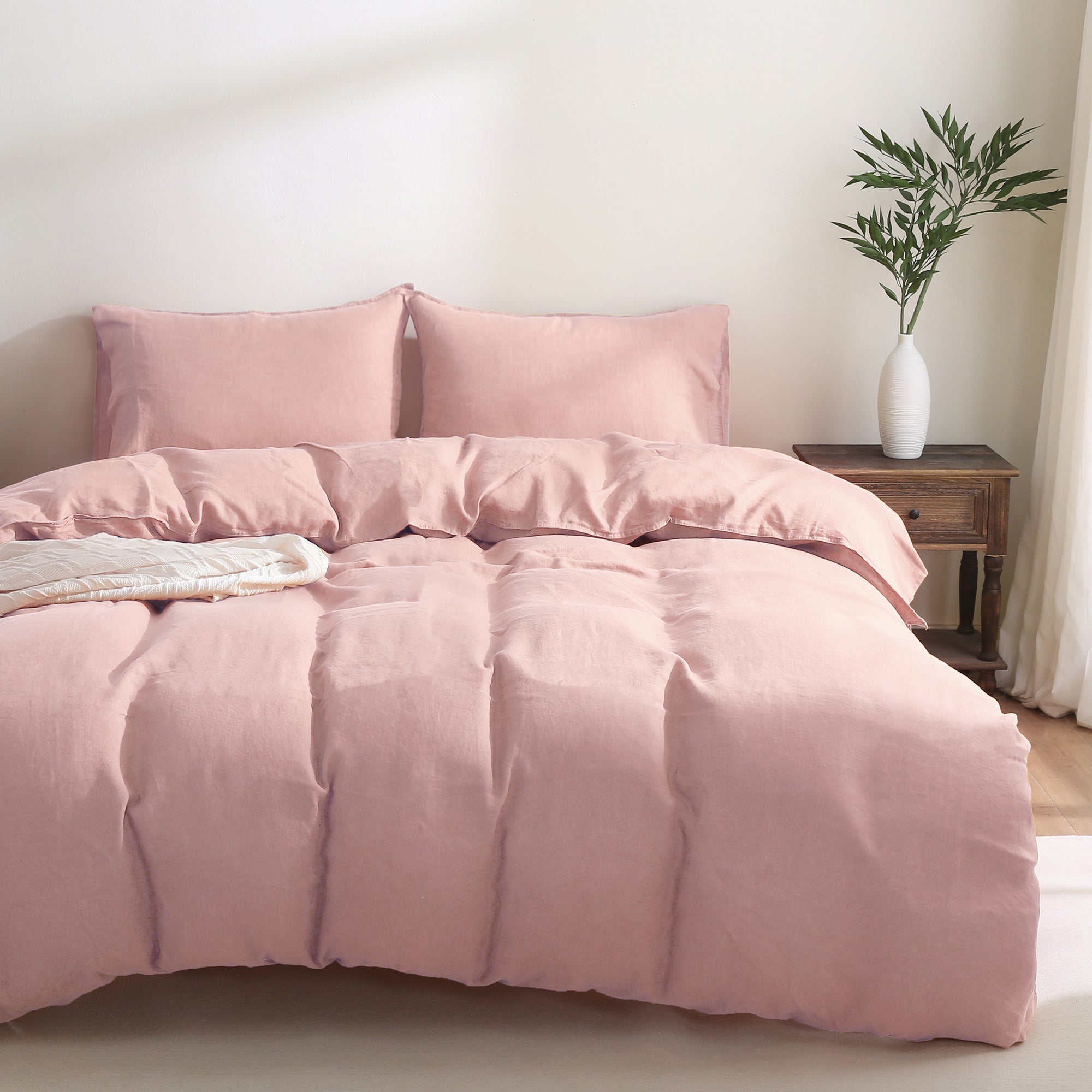 100% Linen Bedding Set (1 Duvet Cover 2 Pillowcases)