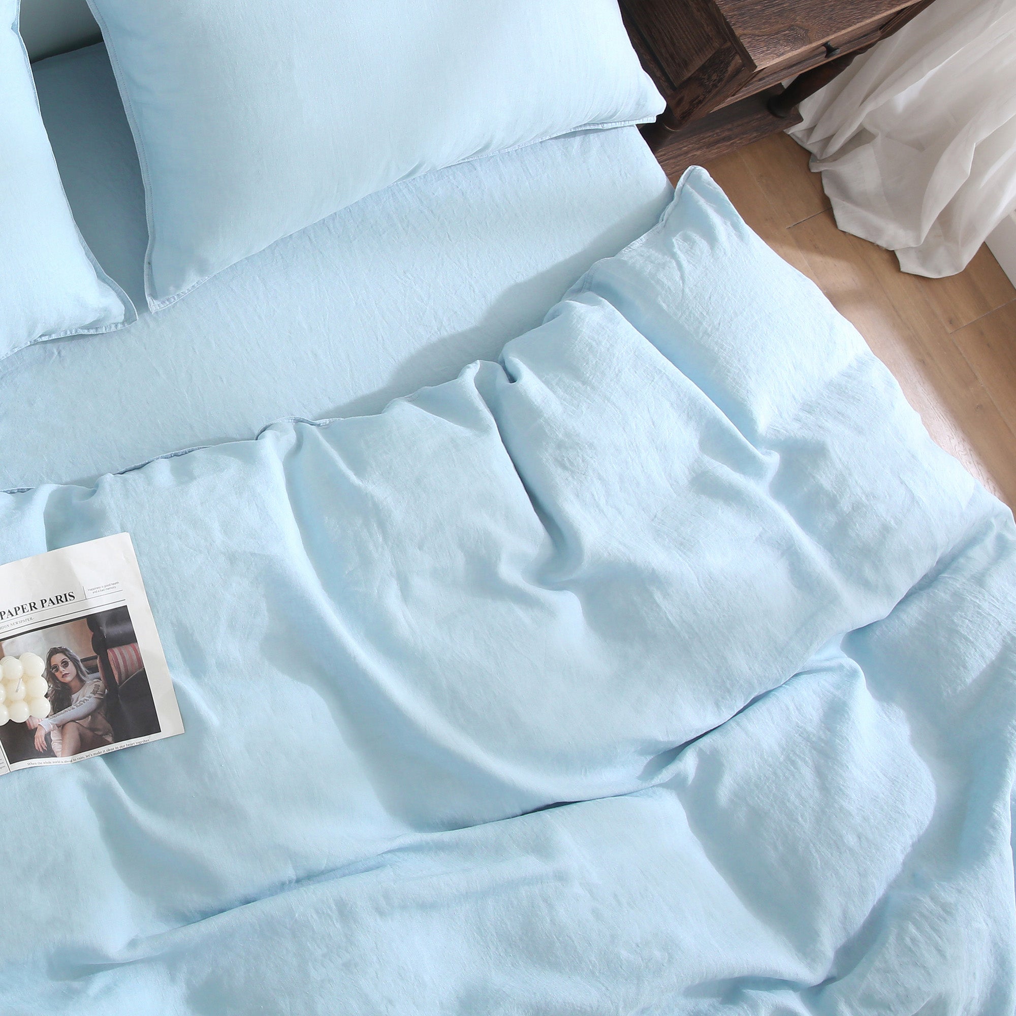 100% Linen Duvet Cover - Blue Duvet Cover Only