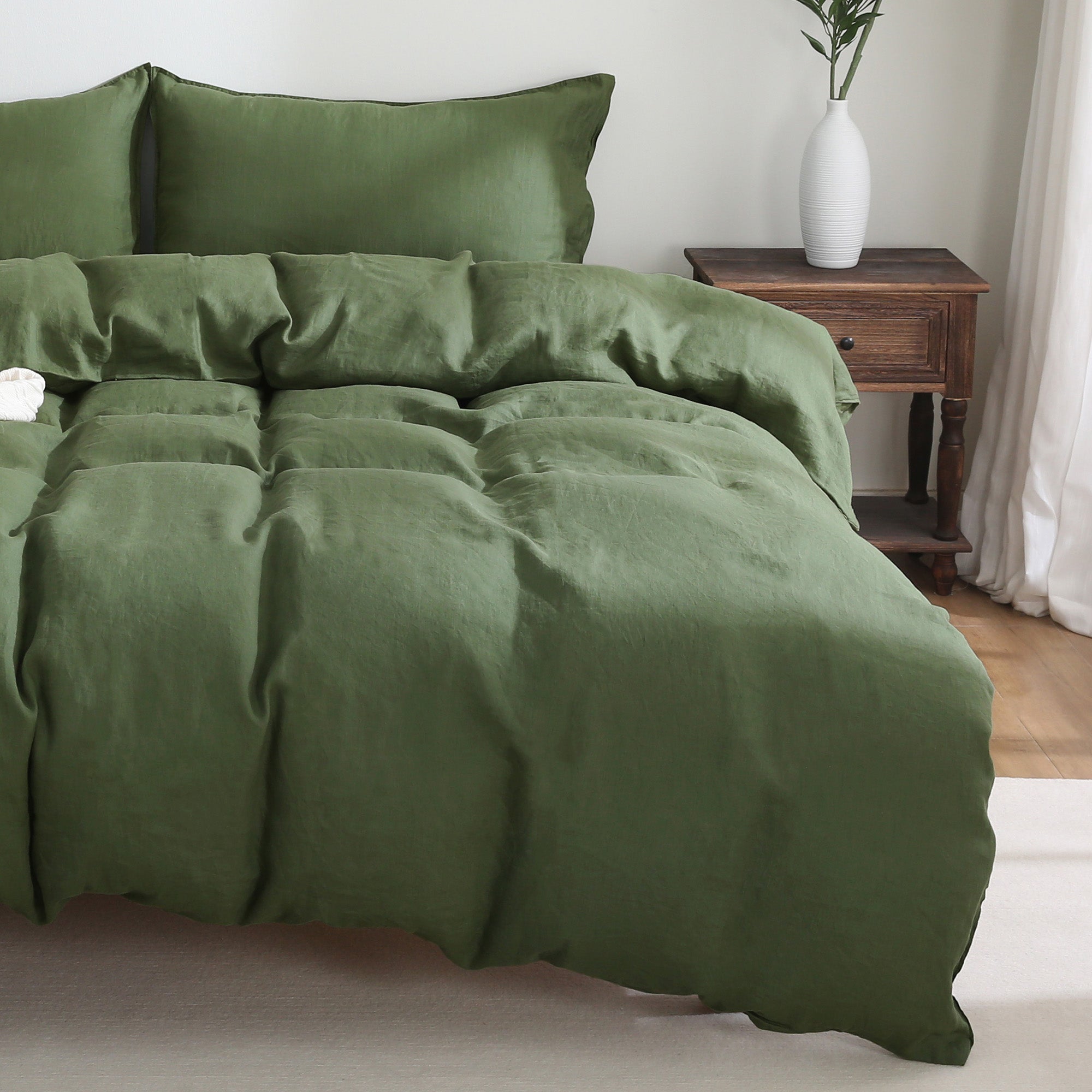 100% Linen Duvet Cover - Green Duvet Cover Only